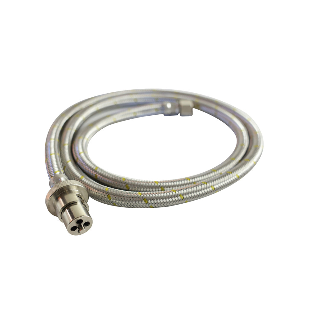 Smarttek 1.5 metre bayonet gas hose with stainless steel braided construction.