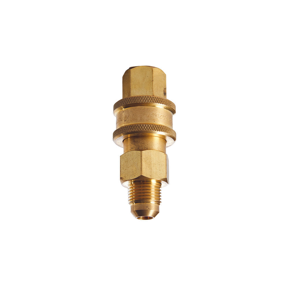 Smarttek Australian certified gas quick connect fitting for portable gas appliances and hot water systems.