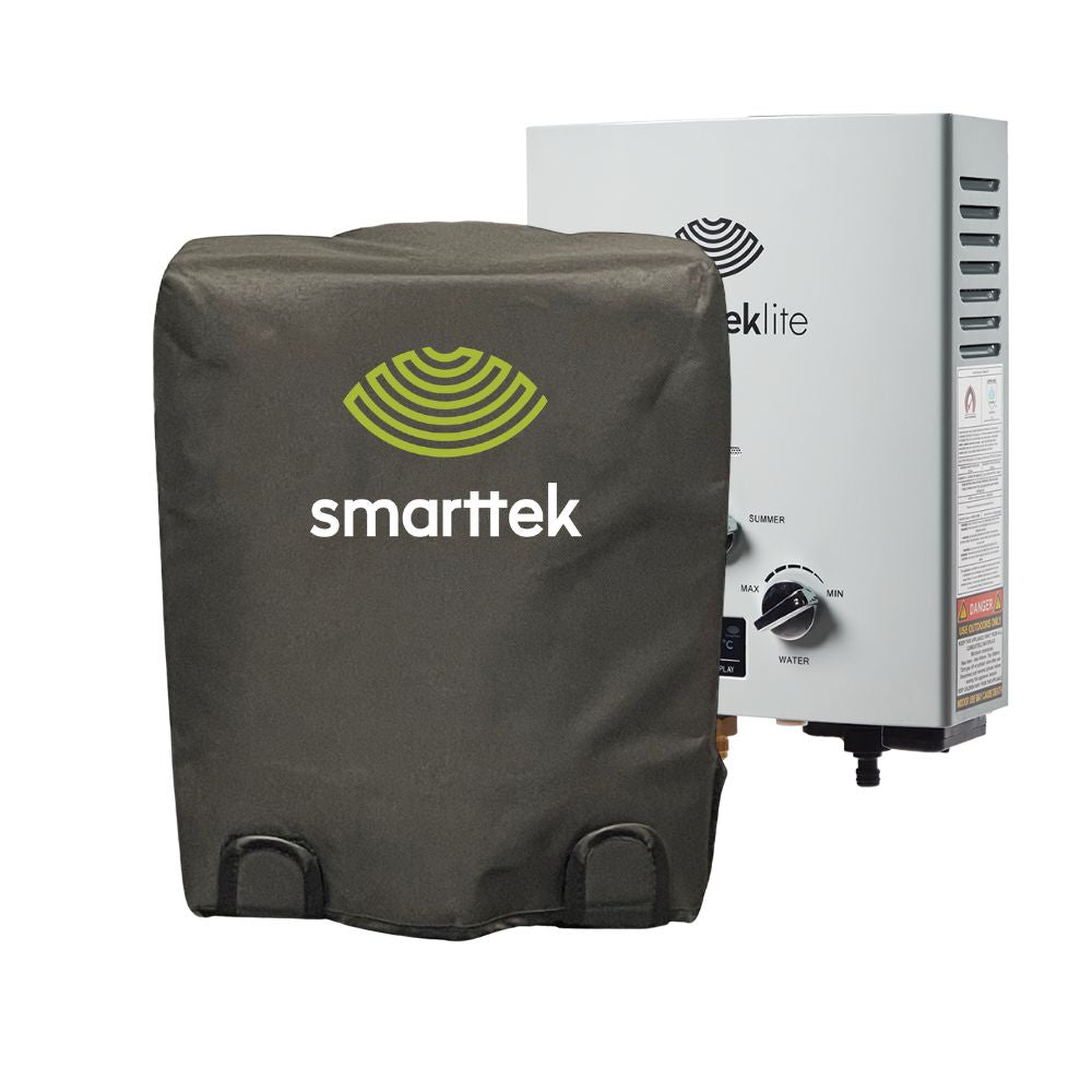 Smarttek Lite hot water system protective cover fitted over the unit.