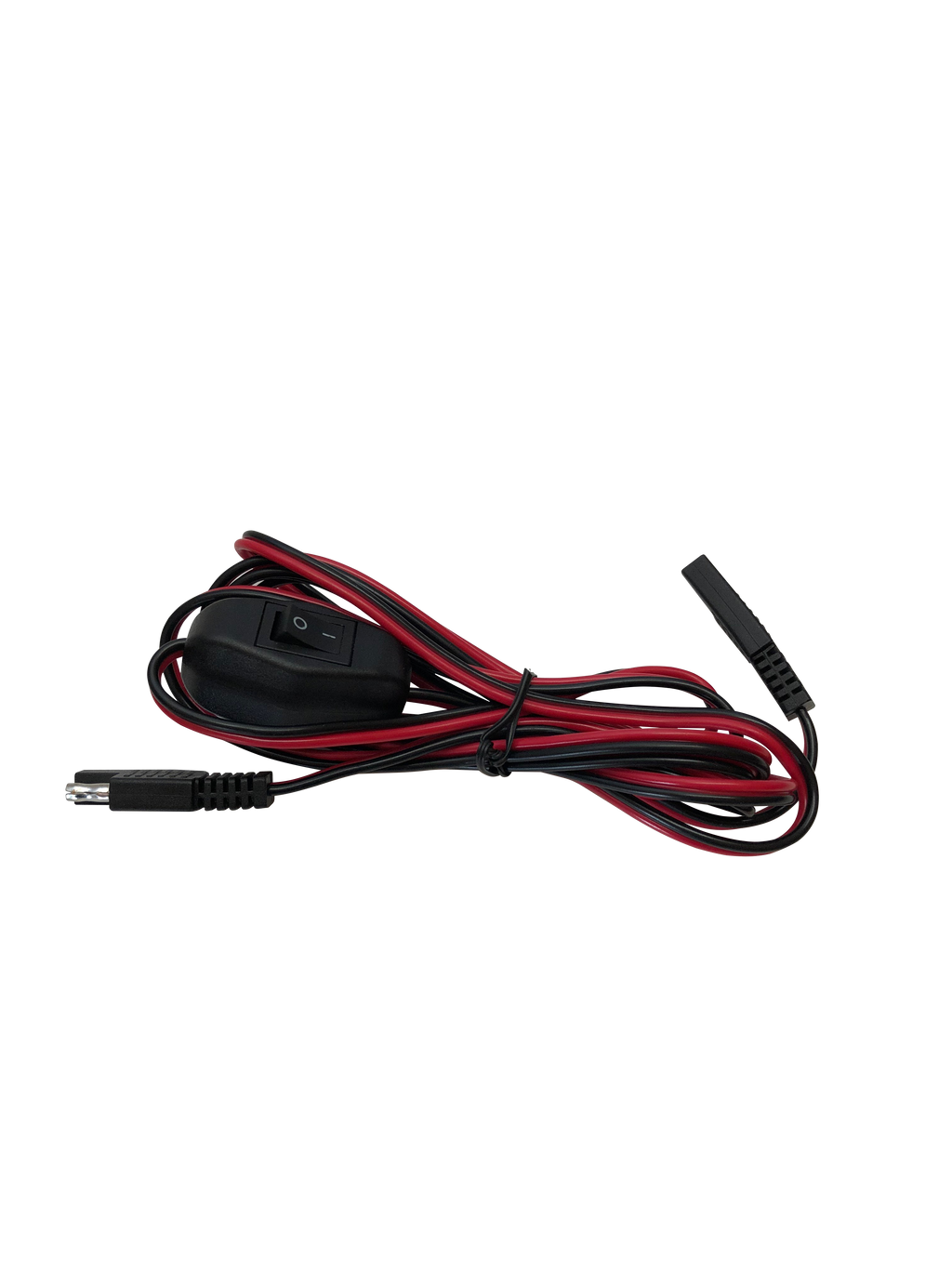 Smarttek Multi Cable Pack 12V power lead with inline on/off switch and connector, shown coiled for storage.