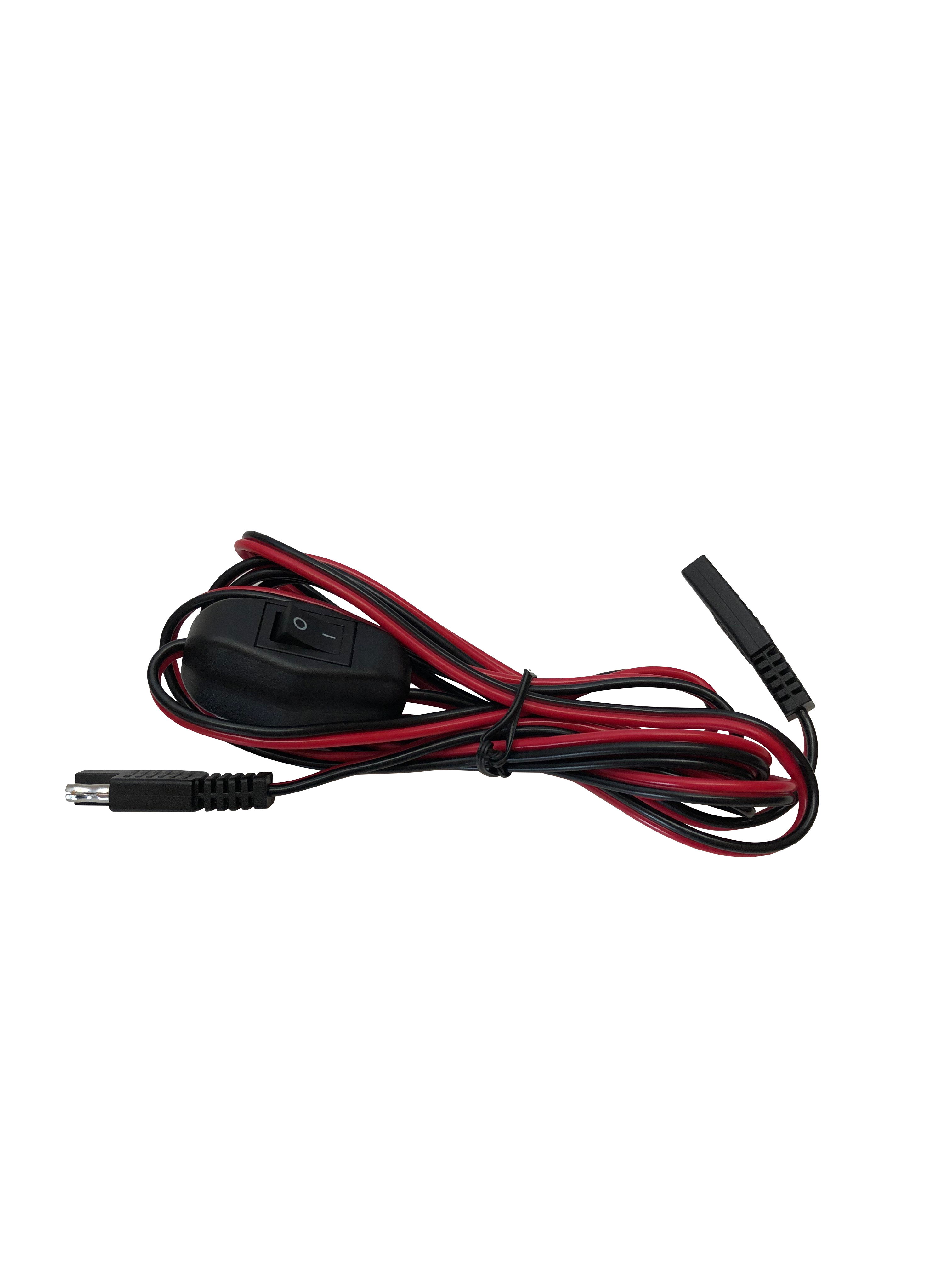 Smarttek Multi Cable Pack 12V power lead with inline on/off switch and connector, shown coiled for storage.
