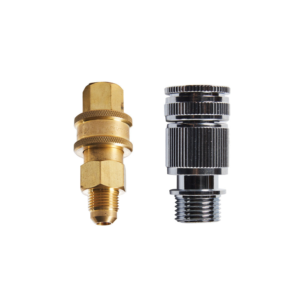 Smarttek Snap Pack showing gas quick connect and shower hose quick connect fittings.