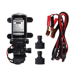 Smarttek 6 litre per minute water pump front view with male quick connects.