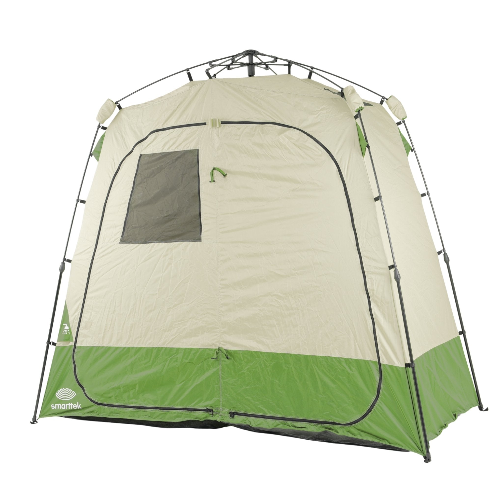 Smarttek Double Ensuite Tent closed view showing zipped panels and mesh window